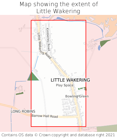 Map showing extent of Little Wakering as bounding box