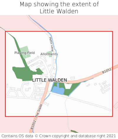 Map showing extent of Little Walden as bounding box