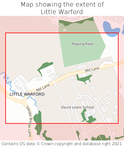 Map showing extent of Little Warford as bounding box