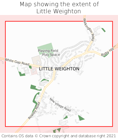 Map showing extent of Little Weighton as bounding box