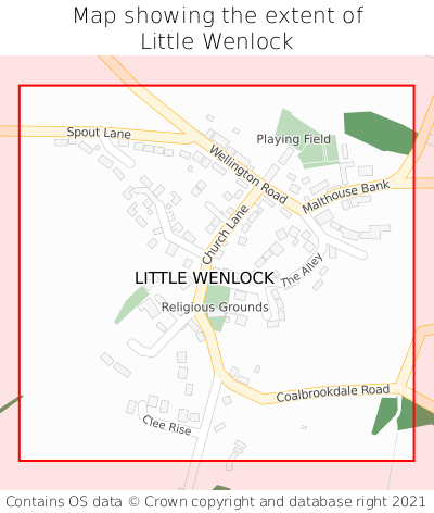 Map showing extent of Little Wenlock as bounding box