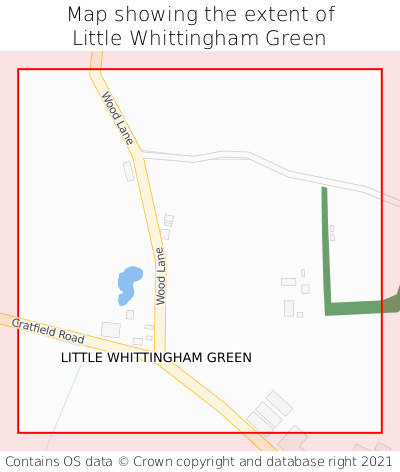 Map showing extent of Little Whittingham Green as bounding box