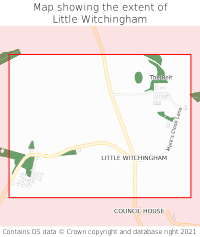 Map showing extent of Little Witchingham as bounding box