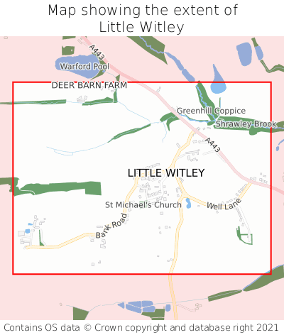 Map showing extent of Little Witley as bounding box