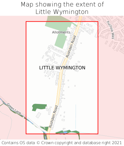 Map showing extent of Little Wymington as bounding box