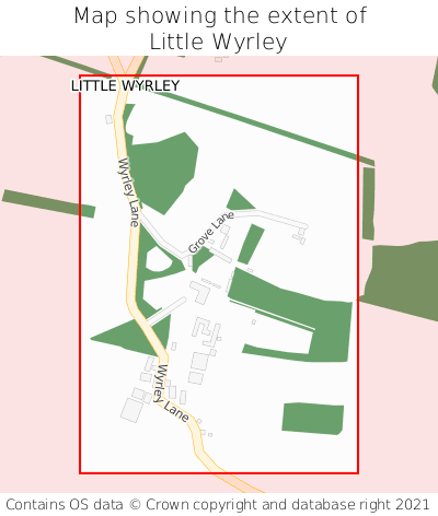Map showing extent of Little Wyrley as bounding box