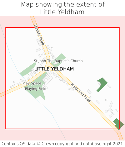 Map showing extent of Little Yeldham as bounding box