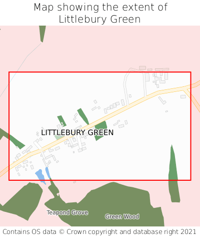 Map showing extent of Littlebury Green as bounding box