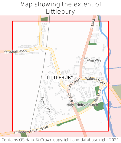 Map showing extent of Littlebury as bounding box