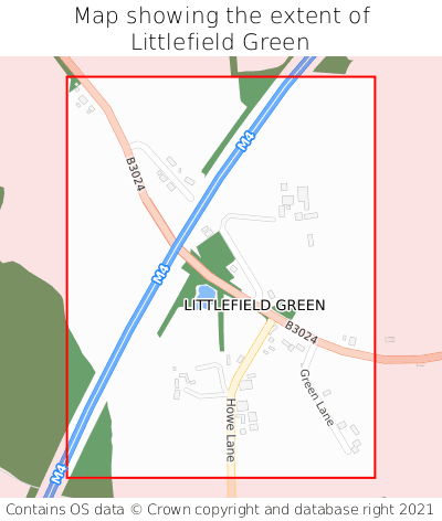 Map showing extent of Littlefield Green as bounding box