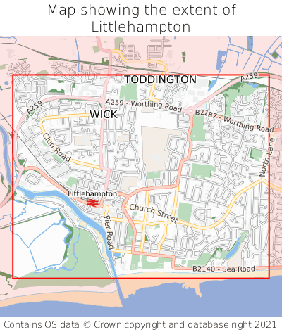 Map showing extent of Littlehampton as bounding box