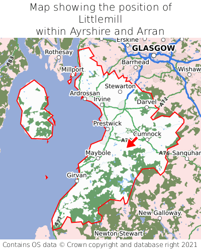 Map showing location of Littlemill within Ayrshire and Arran