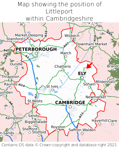 Map showing location of Littleport within Cambridgeshire