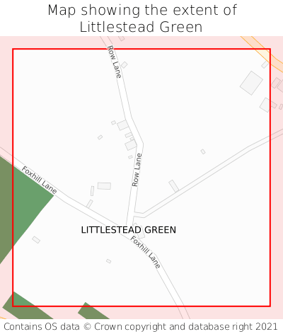 Map showing extent of Littlestead Green as bounding box