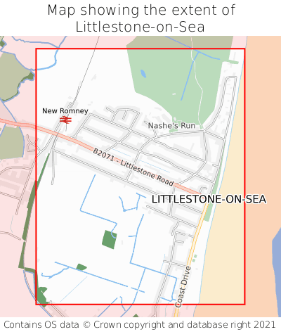 Map showing extent of Littlestone-on-Sea as bounding box