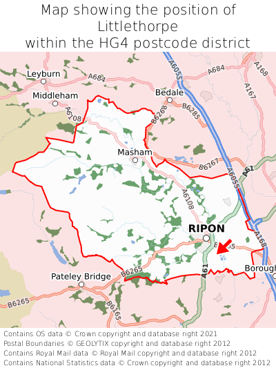 Map showing location of Littlethorpe within HG4