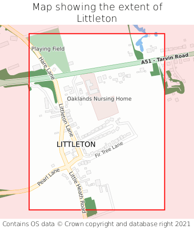 Map showing extent of Littleton as bounding box