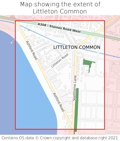 Map showing extent of Littleton Common as bounding box