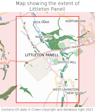 Map showing extent of Littleton Panell as bounding box