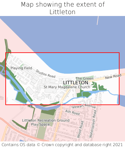 Map showing extent of Littleton as bounding box