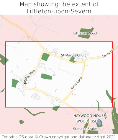 Map showing extent of Littleton-upon-Severn as bounding box