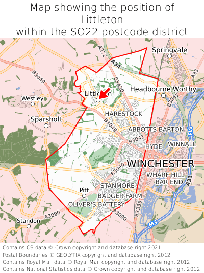 Map showing location of Littleton within SO22