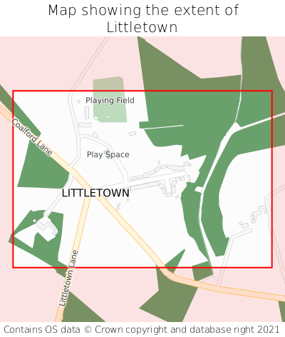 Map showing extent of Littletown as bounding box