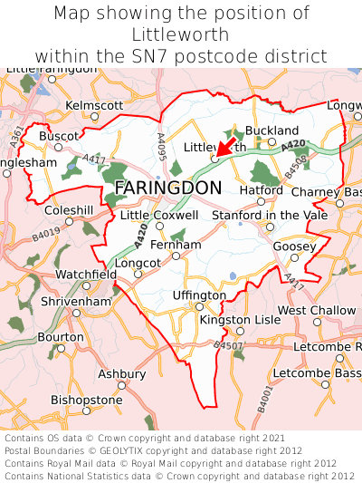 Map showing location of Littleworth within SN7