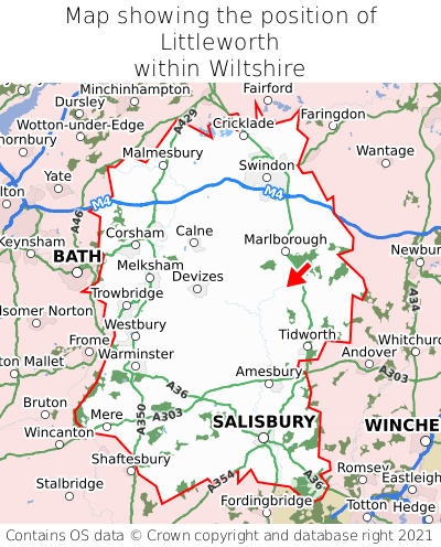 Map showing location of Littleworth within Wiltshire