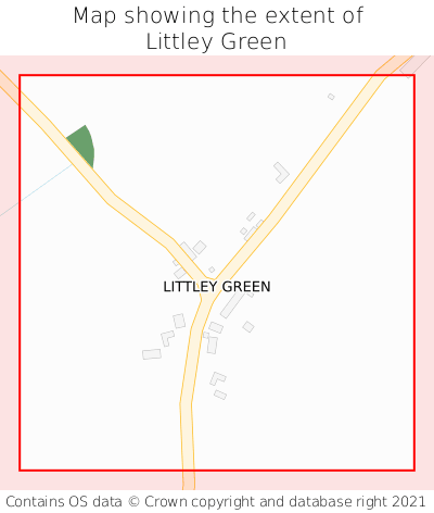 Map showing extent of Littley Green as bounding box