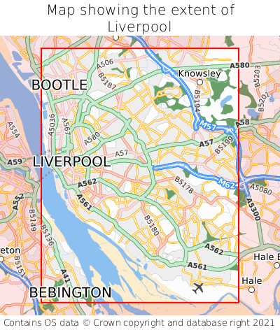 Map showing extent of Liverpool as bounding box