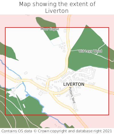 Map showing extent of Liverton as bounding box