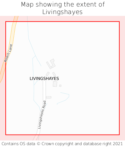 Map showing extent of Livingshayes as bounding box