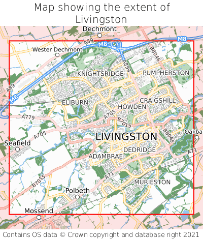 Map showing extent of Livingston as bounding box