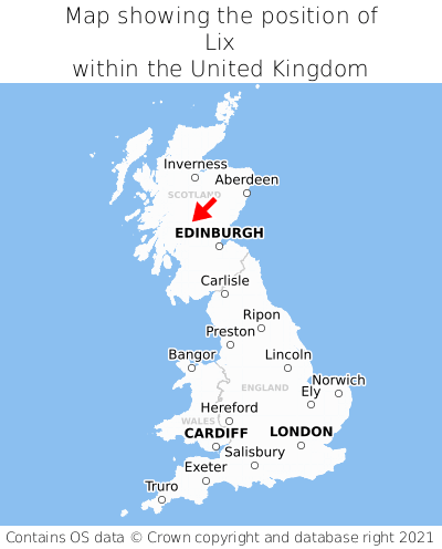 Map showing location of Lix within the UK