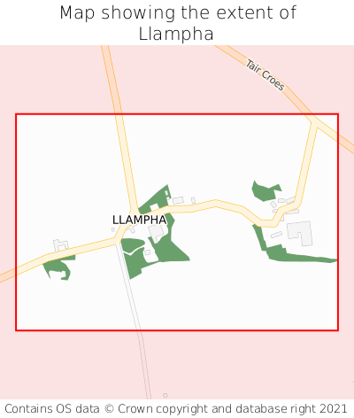 Map showing extent of Llampha as bounding box