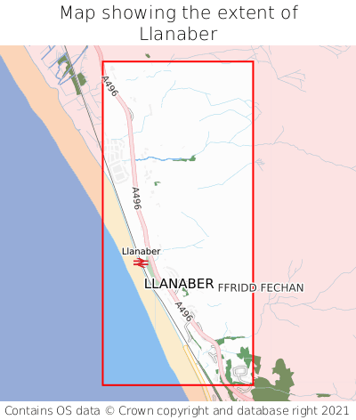 Map showing extent of Llanaber as bounding box