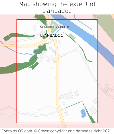 Map showing extent of Llanbadoc as bounding box
