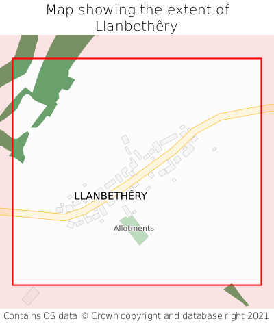 Map showing extent of Llanbethêry as bounding box
