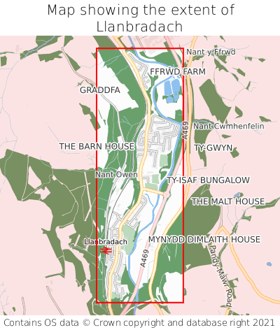 Map showing extent of Llanbradach as bounding box