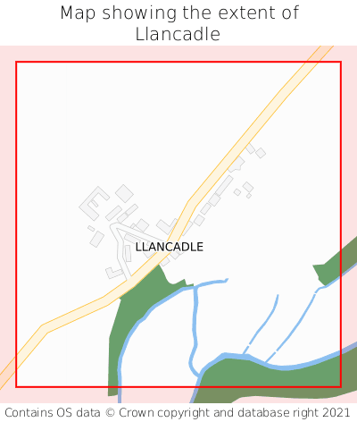 Map showing extent of Llancadle as bounding box