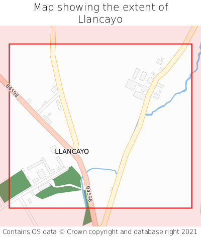 Map showing extent of Llancayo as bounding box