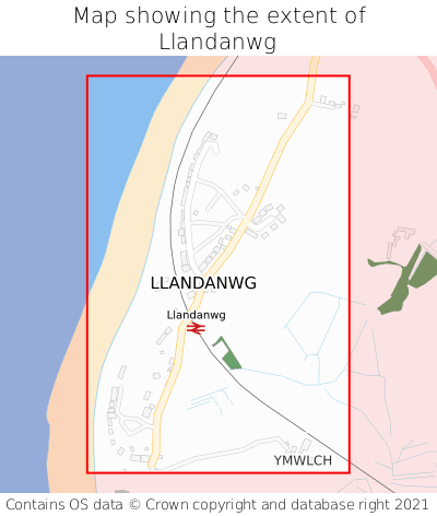 Map showing extent of Llandanwg as bounding box
