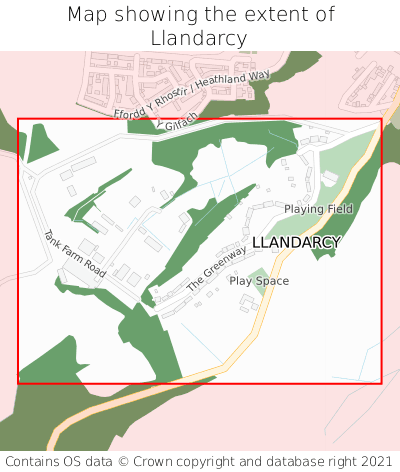 Map showing extent of Llandarcy as bounding box