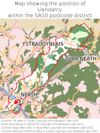 Map showing location of Llandarcy within SA10