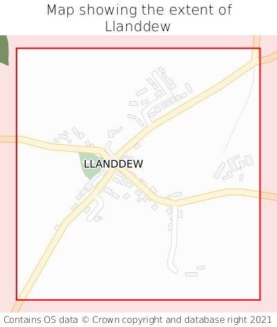 Map showing extent of Llanddew as bounding box