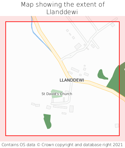 Map showing extent of Llanddewi as bounding box