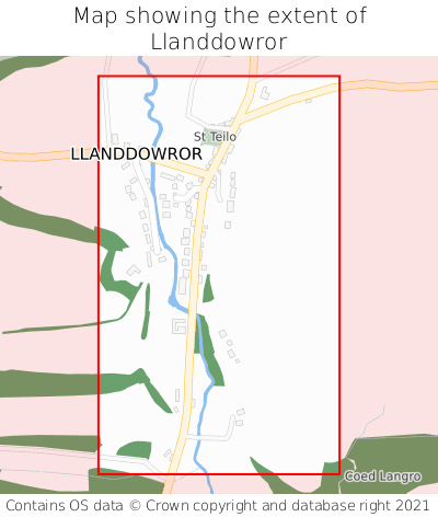 Map showing extent of Llanddowror as bounding box