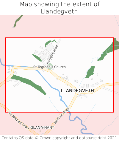 Map showing extent of Llandegveth as bounding box