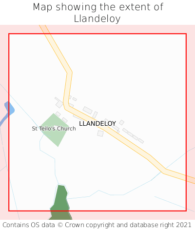 Map showing extent of Llandeloy as bounding box